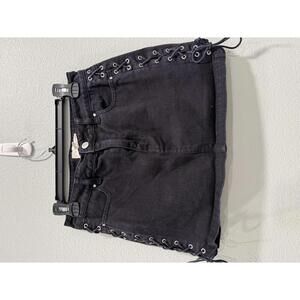 PacSun Black Denim Lace-Up Side Skirt, Size 26